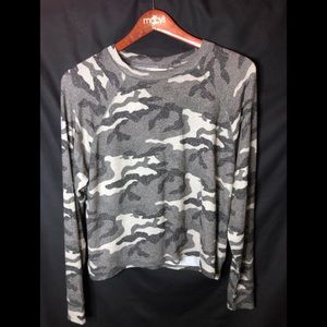 Grey camouflage long sleeve top